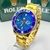 Relógio Rolex Submariner Skul Dourado azul linha Gold a prova dagua