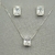 Conjunto Retangular Zircônia Cristal Prata925