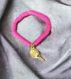 PULSEIRA DE BORRACHA PINK COM PINGENTE BEACH TÊNNIS