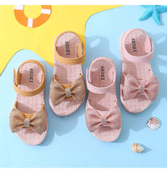 Sandália infantil de princesa antiderrapante com laço e Flexivel - loja online