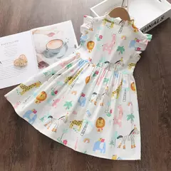 Vestido infantil estampado safari, moda primavera verão na internet