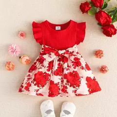 Vestido infantil floral para bebês de manga borboleta moda primavera verão na internet