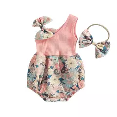 Body infantil floral e laço decorativo - Kasacvasc.com