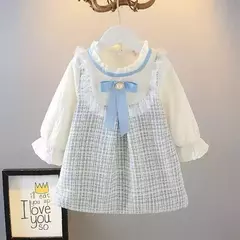 Vestido infantil solto de manga, Trajes finos na internet