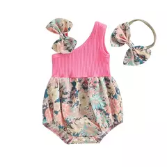 Body infantil floral e laço decorativo na internet