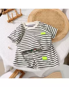 Conjunto infantil camiseta e shorts de Algodão Moda primavera verão