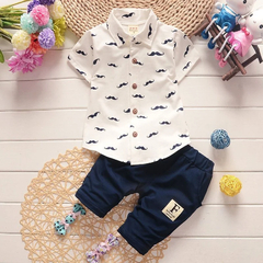 Camisa e shorts infantis estampados de manga curta, roupa de bebê fofa de algodão - loja online