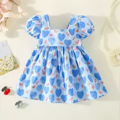 Vestido infantil manga curta com laço