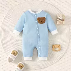 Macacão para bebês de urso bordado personalizado