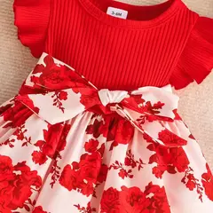 Vestido infantil floral para bebês de manga borboleta moda primavera verão - loja online