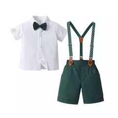 conjunto infantil camisa e shorts com suspensório (Acompanha gravata) na internet