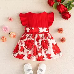 Imagem do Vestido infantil floral para bebês de manga borboleta moda primavera verão