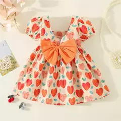 Vestido infantil manga curta com laço - comprar online