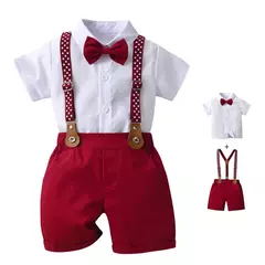 conjunto infantil camisa e shorts com suspensório (Acompanha gravata) - comprar online