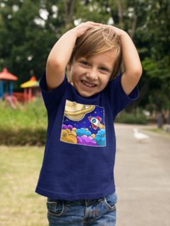 Camiseta infantil estampa foguete