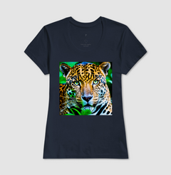 Camiseta feminina estampa Onça Pintada