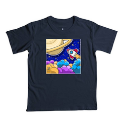 Camiseta infantil estampa foguete na internet