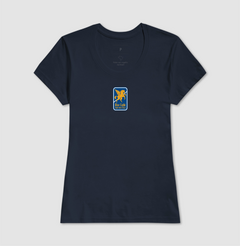 Camiseta feminina Blue Light logo central azul na internet