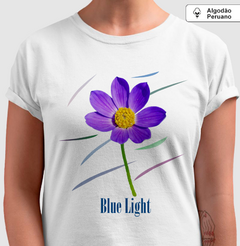 Camiseta Feminina Algodão Peruano Estampa Flor - Blue Light