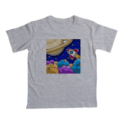 Camiseta infantil estampa foguete - Blue Light