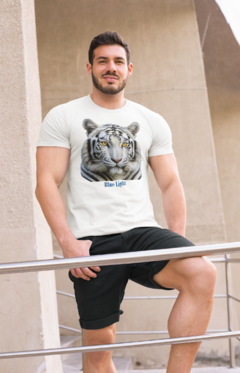 Camiseta Masculina Algodão Peruano Estampa Tigre Branco na internet