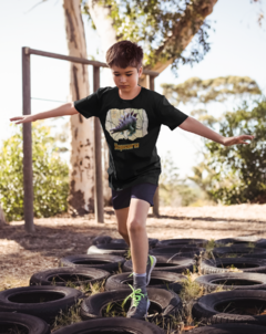 Camiseta infantil Stegosaurus - Blue Light