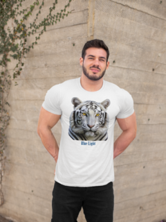 Camiseta Masculina Algodão Peruano Estampa Tigre Branco - comprar online