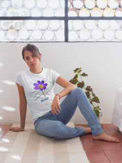 Camiseta Feminina Algodão Peruano Estampa Flor na internet