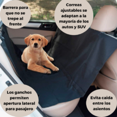 Funda Asiento Trasero Auto Mascotas Perros + 2 Cinturones