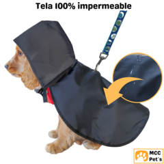 Piloto capa c/capucha para lluvia Mascotas 100% Impermeable