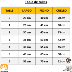 Chaleco abrigo para Mascotas - Talles del 1 al 6 - comprar online