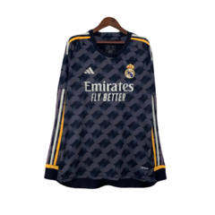 Camiseta Real Madrid Manga Longa Away 23/24 Versão Torcedor