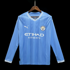 Camiseta Manchester City Manga Longa Home 23/24 Versão Torcedor na internet