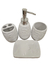 Set 4 Piezas Baño Ceramica Flores BLANCO