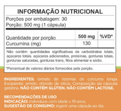 Cúrcuma pura 98%, 130mg curcumina por porção, 30 cápsulas - comprar online