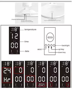 Lámpara de Mesa Doblada con Reloj y Termómetro HUANJI - Glovitecno