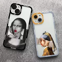 Funda de Teléfono Transparente Arte Estético David Mona Lisa para iPhone - tienda online