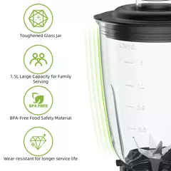 BioloMix 1300W Smoothie Blender con Jarra de Vidrio de 1.5L - tienda online