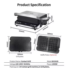 BioloMix 2000W 6-en-1 Parrilla Eléctrica