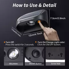 Lámparas de Pared Solares Brillantes RGB con 8 Colores - Glovitecno