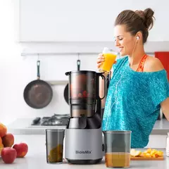 Exprimidor de Frutas BioloMix - Prensa en Frío con Tolva Ancha de 130mm - tienda online