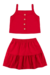 Conjunto Feminino Infantil Botôes Vermelho