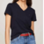 Camiseta Tommy Hilfiger Feminina Gola C - Azul Marinho na internet