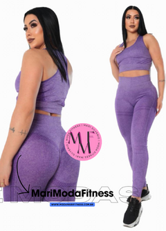 Conjunto Fitness Fernanda em poliamida Top nadador + Calça Empina bumbum - Moda Mari Fitness 