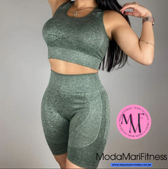 Conjunto fitness Fernanda em poliamida - Top nadador + Short com empina bumbum - comprar online