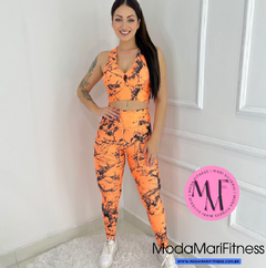 Conjunto Gabi em Tecido Marmorizado Top nadador + Calça - Cores (Suplex)