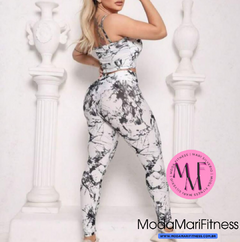 Conjunto Gabi em Tecido Marmorizado Top Alcinha + Calça - Cores (Suplex) - Moda Mari Fitness 