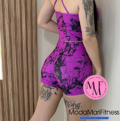 Conjunto Gabi em Tecido Marmorizado Top Alcinha + Short (Suplex) - loja online