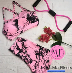 Conjunto Gabi em Tecido Marmorizado Top Alcinha + Short (Suplex)