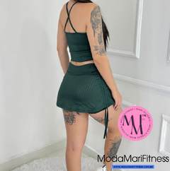 Conjunto Heloisa em tecido 3D Top nadador + Short saia (suplex) - Moda Mari Fitness 